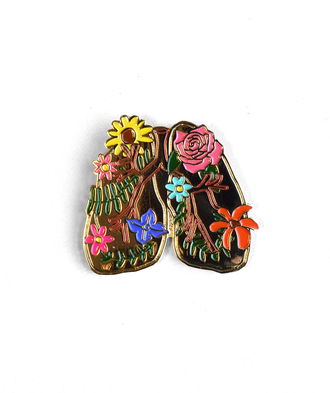 Enamel Flower Lungs Lapel Pin